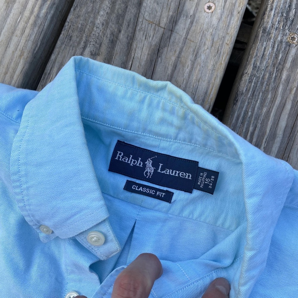 Ralph Lauren Shirt Mens Large Blue Classic Fit Oxford Button Down Casual - Picture 3 of 5
